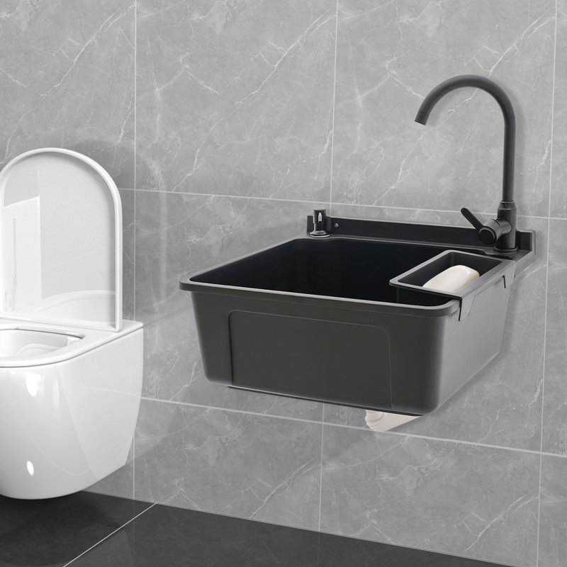 Wall-Mounted Laundry Sink, Satin Black