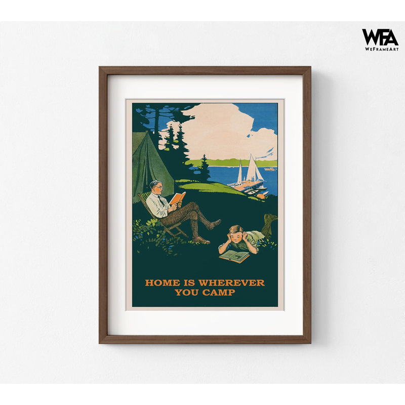 Vintage Camping Poster, Extra Large Retro Family Camping Trip Poster, Family Cabin Wall Art, Playroom Artwork, Vintage Nature Poster