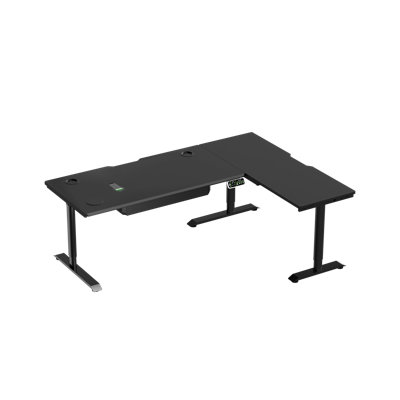 Bureau assis-debout modulaire électrique en forme de L Cyber