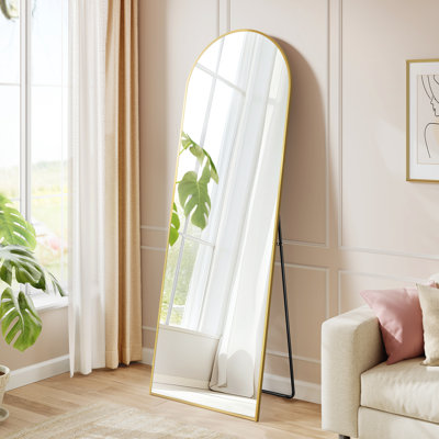 Full Length Mirror, Arched Full Body Mirror With Stand, Aluminium Alloy Frame Floor Mirror, Tempered Glass, For Bedroom, Living Room, Cloakroom