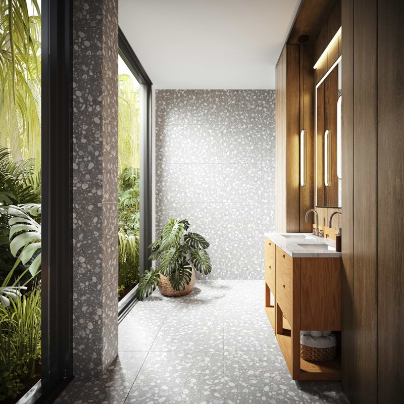 Terrazzo Italy Sacra 24x24 Honed Marble Tile, Sacra Grigio Gray