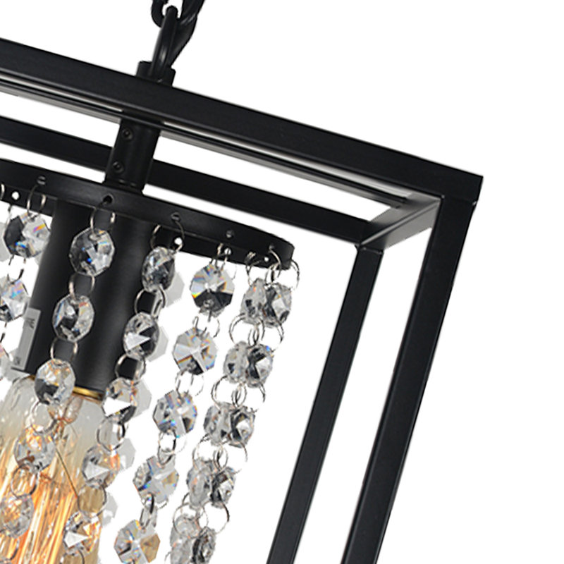 Luminaire suspendu noir mat à 1 lumière avec perles en cristal Keischa