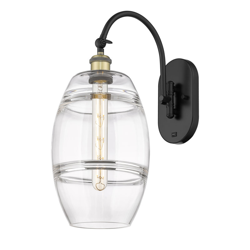 Dundrod Steel Armed Sconce, Clear, Black/Antique Brass