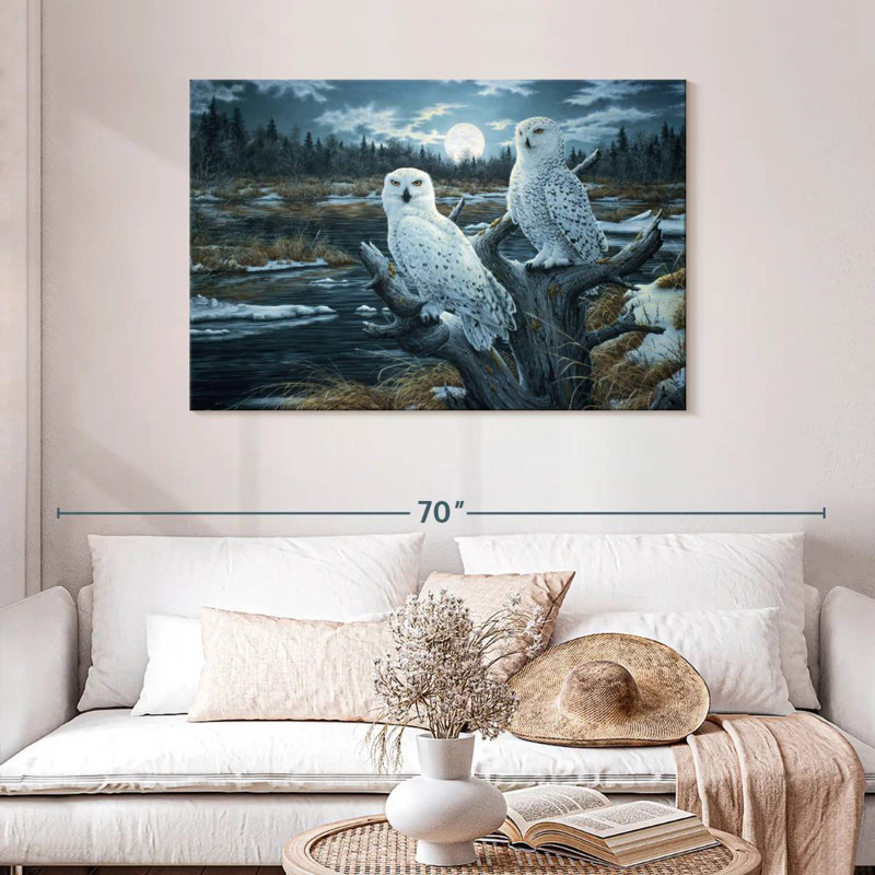 Two Snowy Owls, 30" H x 45" W