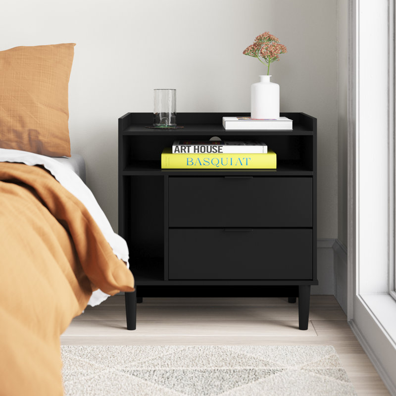 Table de chevet 2 tiroirs Gheorghe, Noir