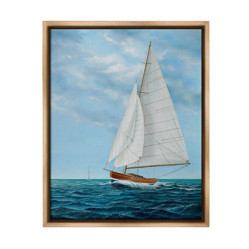"Vagues nautiques" par Max Maxx sur toile, Cadre flottant orme Montalcino, H 31 po x l 25 po