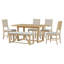 Ensemble de salle à manger rétro 6 pièces, table en bois de 152 cm avec piètement à tréteaux, 4 chaises et un banc pour cuisine/salle à manger-1220732546