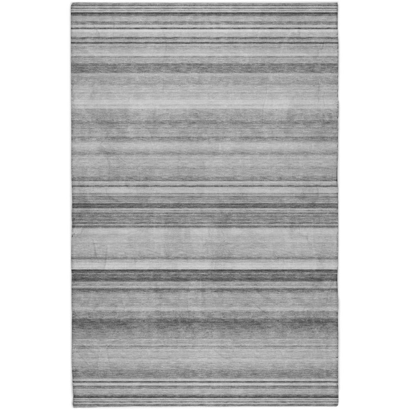 Premium Machine Washable Dream Shag ADS529 Striped Rug, Gray, 9' x 12'