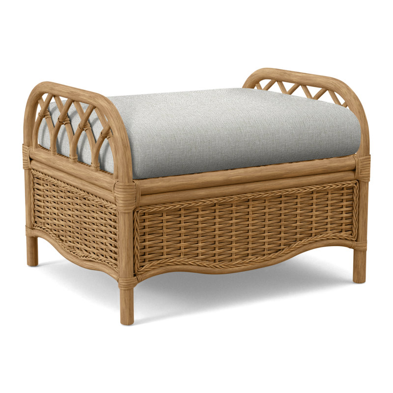 Everglade Ottoman, Honey, White Performance Fabric; 0851-94