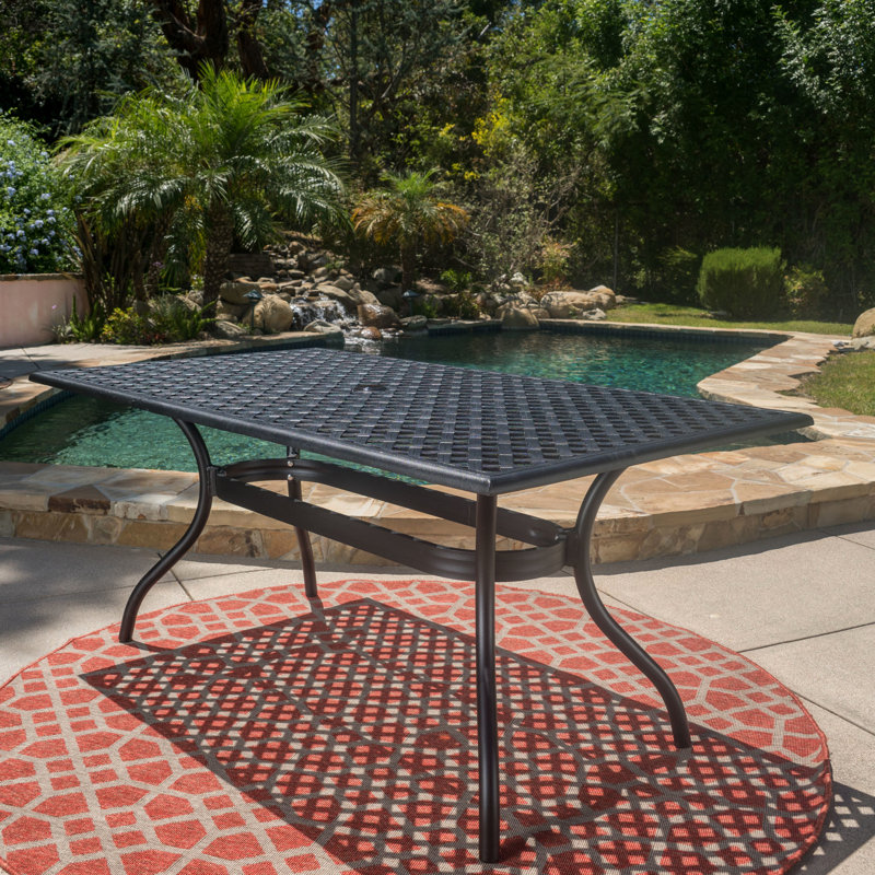 Table en aluminium coulé - Rectangle pour l'extérieur. Noir, 37,57 po L 66,91 po x P 30,44 po. Porte-parapluies en aluminium avec look charmant