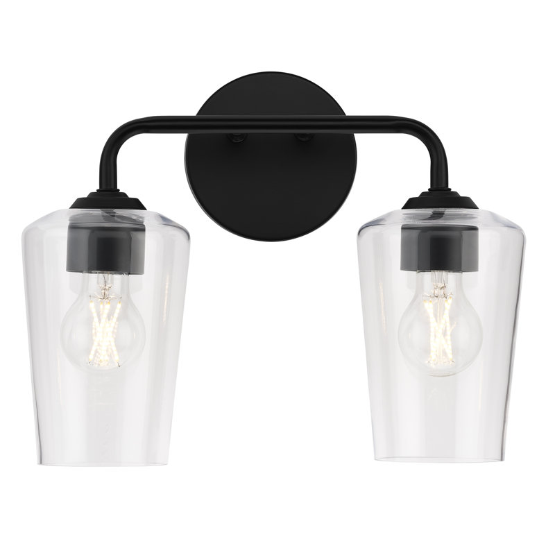 Celino Two-Light Bath & Vanity with Glass, Clear, Satin Black