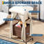 Armoire de rangement extérieure en osier avec auvent, rideaux et roulettes – Étagère roulante étanche pour terrasse, rangement de serviettes de piscine et de jouets – Brun-137005221