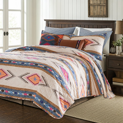 Greenland Home Fashions Cheyenne Spirit 3-Piece Queen Size Quilt Set, 90x90 Inch