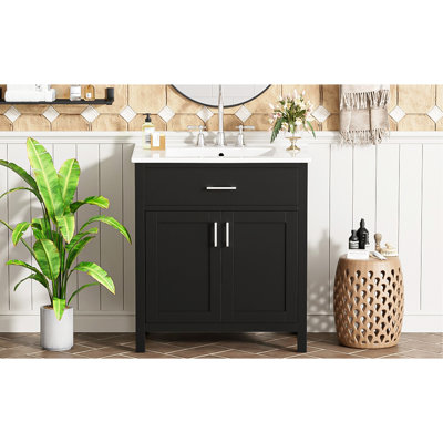 Meuble-lavabo sophistiqué avec rangement spacieux et fabrication durable