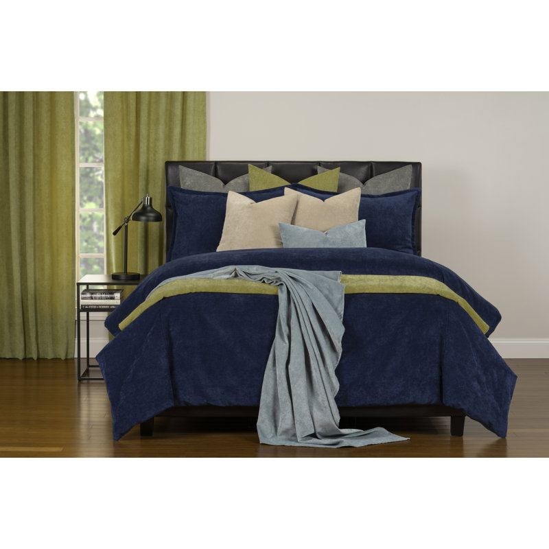 Matte Velvet Set with Duvet Cover & Insert Set by Siscovers, King Duvet Cover + 9 Additional Pieces, Blue Bell
