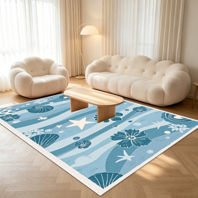 Tapis 1 pièce de style océan pour le salon, doux et confortable, convenant à toutes les saisons, facile à entretenir, lavable à la machine, convient à la chambre à coucher, à la salle à manger, au balcon, au patio, au couloir, à la maison, à la décoration extérieure.