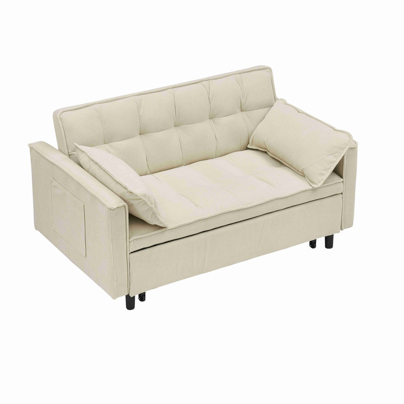 Canapé-lit modulaire en Corduroy, causeuse avec lit escamotable pour canapé de salon, Velours côtelé beige