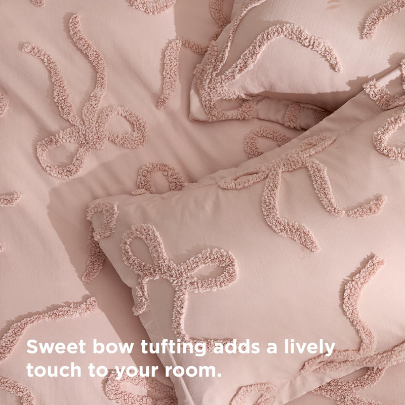 Bedsure Queen Size Boho Tufted Duvet Cover Set - Rose Pink Jacquard Embroidery, Farmhouse  Bedding Ensemble, 3 Piece