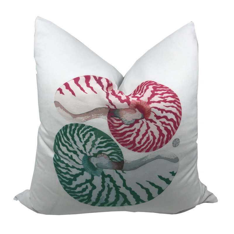 Nautilus Square Pillow Cover & Insert, Pink/Green