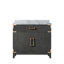Meuble-lavabo simple en chêne noir avec plateau en marbre de Carrare-340400548