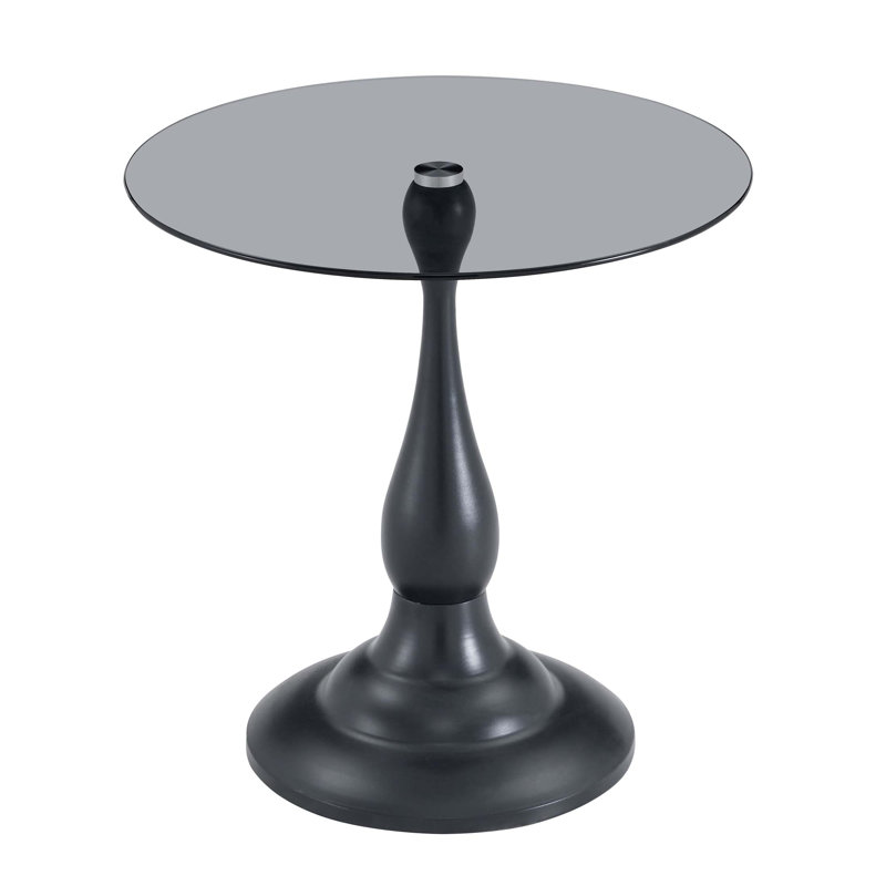 Table d'appoint ronde vintage avec plateau en verre trempé, parfaite pour le salon et la chambre à coucher, durable et élégante
