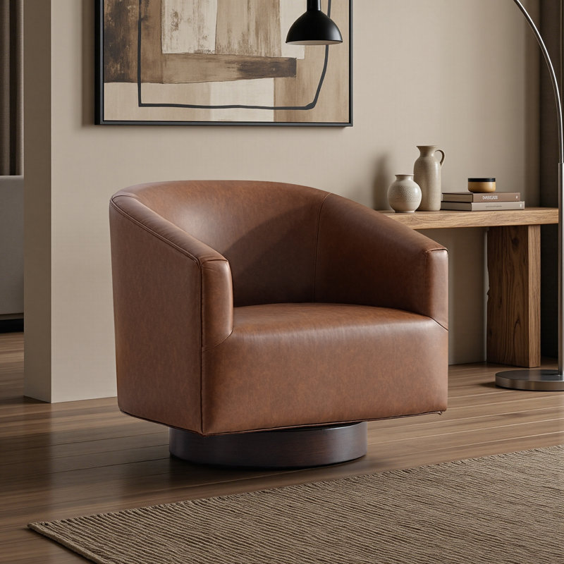 Fauteuil demi-tonneau pivotant l 31,1 po, Brun