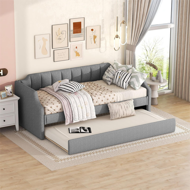 Claverack Upholstered EU Single - 90 X 200 Cm with Trundle, Grey