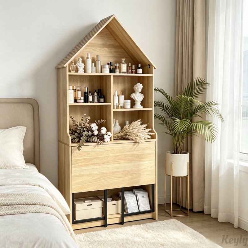 Bureau convertible pliable avec tablettes de rangement, conception escamotable peu encombrante, 73.22" H x 11.42" W x 31.5" D