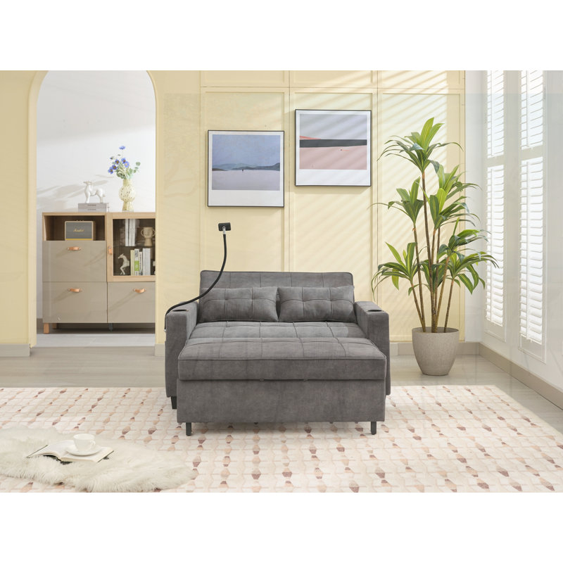 Fauteuil convertible convertible avec dossier réglable et charge USB, parfait pour les petits espaces et les usages multiples