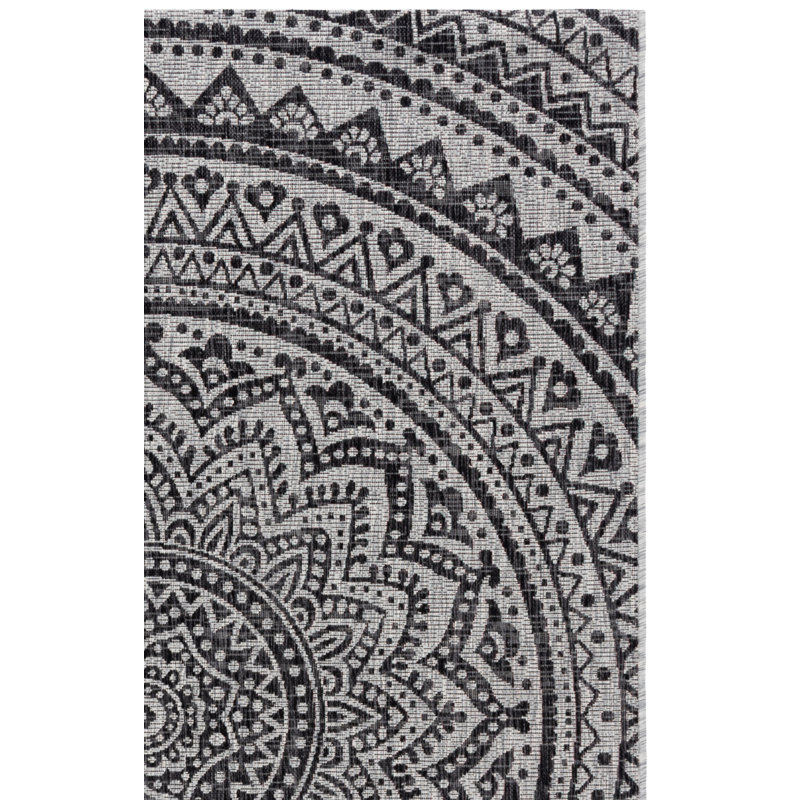 Arneshia Floral Light Gray/Black Indoor/Outdoor Area Rug, Square 9'