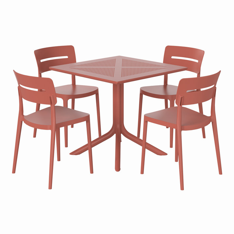 Ensemble repas carré pour 4 personnes, Rouge
