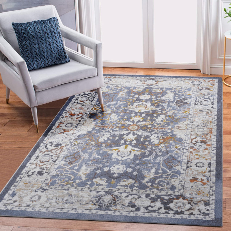 Collection Blue/Traditional Non-Shedding Living Room Bedroom Dining Home Office Stylish And Stain Resistant Area Rug