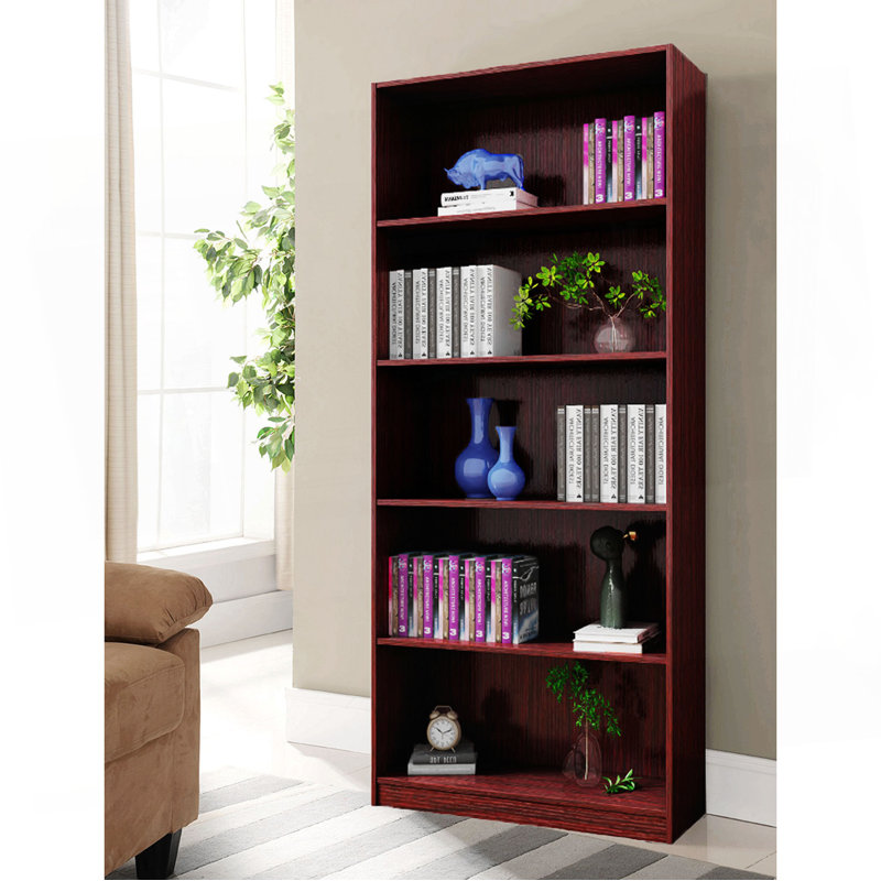 Bibliothèque standard Gordillo, (5 tablettes) H 71 po x l 31,5 po x P 11,5 po, Acajou