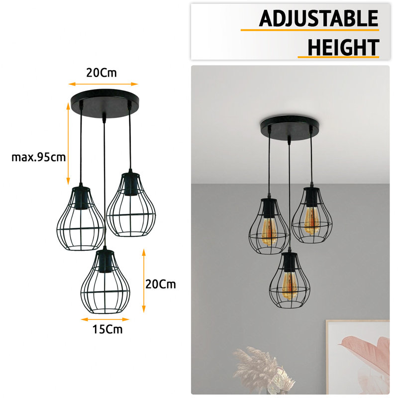 Franke 3 - Light Black Cluster Pendant