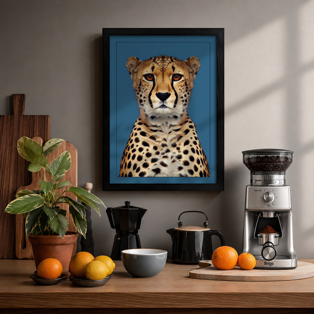 Cheetah Gaze Modern Framed Art Print