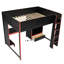 Lit mezzanine noir en bois pleine grandeur avec bureau intégré, garde-robe, lampe à DEL et tiroir pour une chambre bien rangée avec rangement intégré-1524832376
