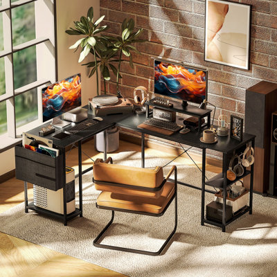 L-Shaped Steel Computer Desk