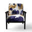 Fauteuil rembourré en velours moderne à motif abstrait avec textures bleues et dorées II-118659417-118659411