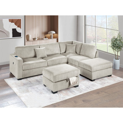 Canapé modulaire réversible en velours côtelé Camel