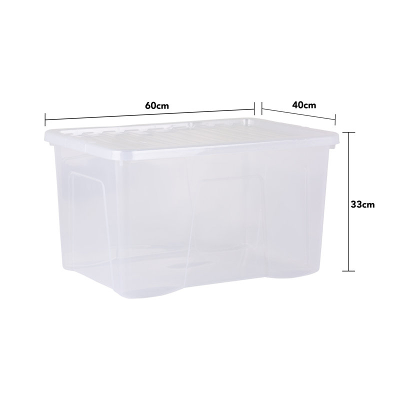 Wham Crystal 60L Plastic Storage Box & Lid Clear, Clear