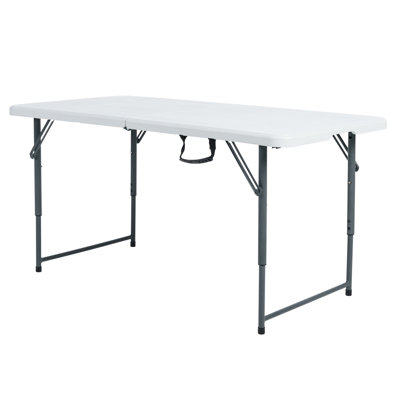 Peakform White 4-Foot Adjustable Fold-in-half Table