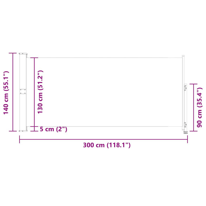 Dakota Fields 300cm W x 0.1cm D Glass Cover Retractable Window Awning, Brown