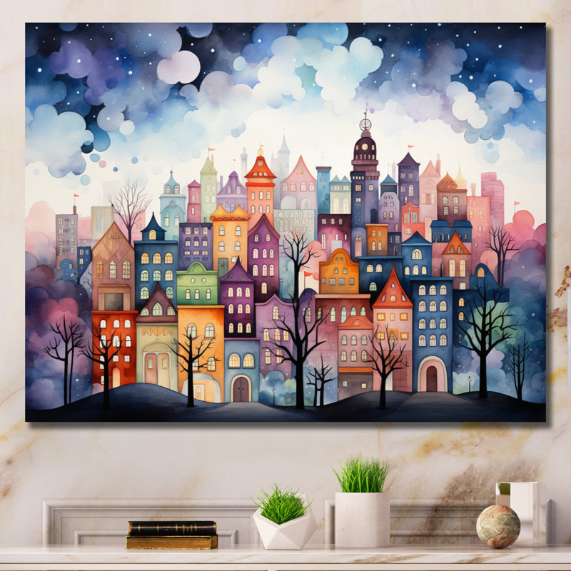 «Bold Cityscape Urban Fog II», reproduction d'art sur toile, Toile tendue, H 24 po x l 32 po x P 1 po