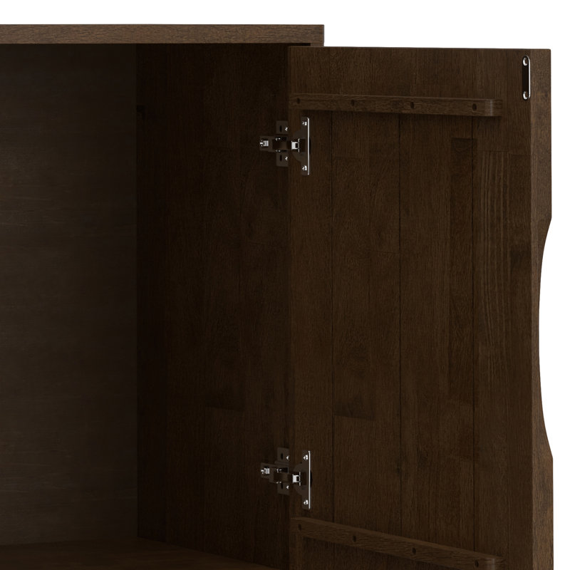 Walnut Brown Solid Hardwood Mid Century Modern Sideboard Cabinet