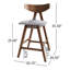 2 tabourets de comptoir gris foncé - Revêtement en bois d'hévéa, pieds