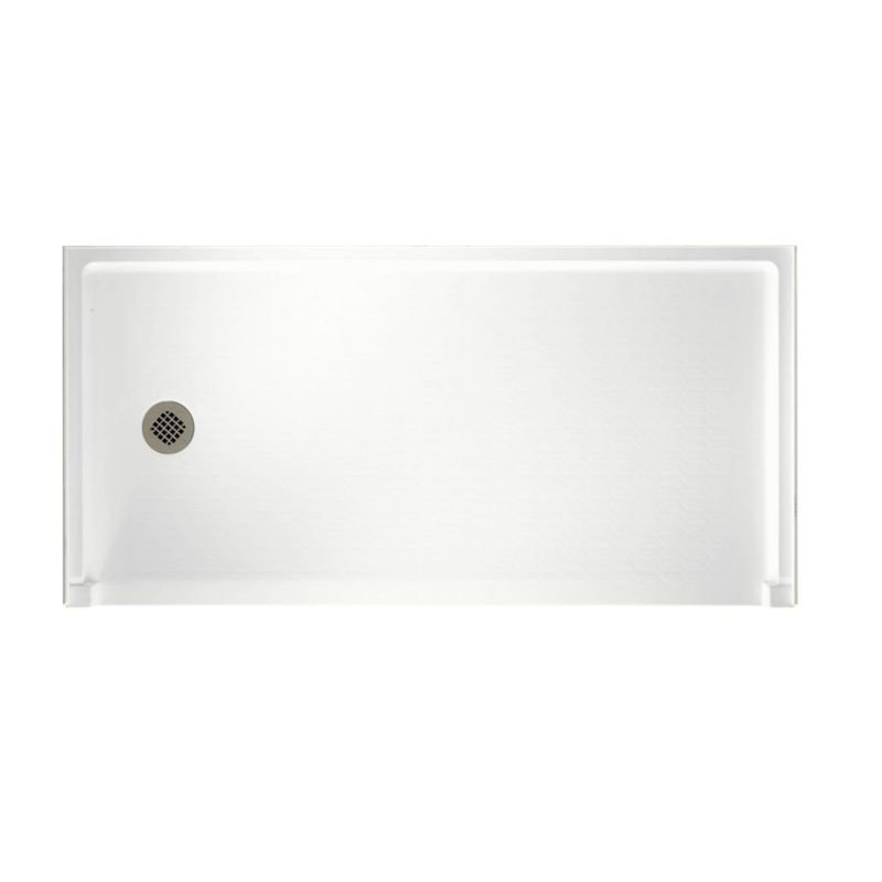 30'' W 60'' D Rectangular Single Shower Base, Left-Hand, Tahiti White