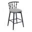 Tabouret de bar d'intérieur en bois, finition noire avec revêtement gris, ensemble de 2