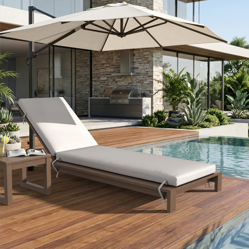 Lani Sunbrella® Outdoor Chaise Lounge Cushion, 21" W x 78" D, Sunbrella Play Snow