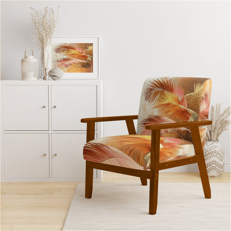 Upholstered Accent Chair, Brown Square Arms