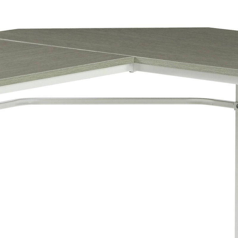 Grey And White L-Shape Computer Desk